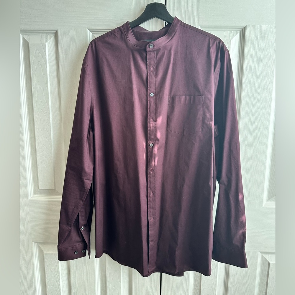 Express Men's Casual Button Down Shirt - Burgundy